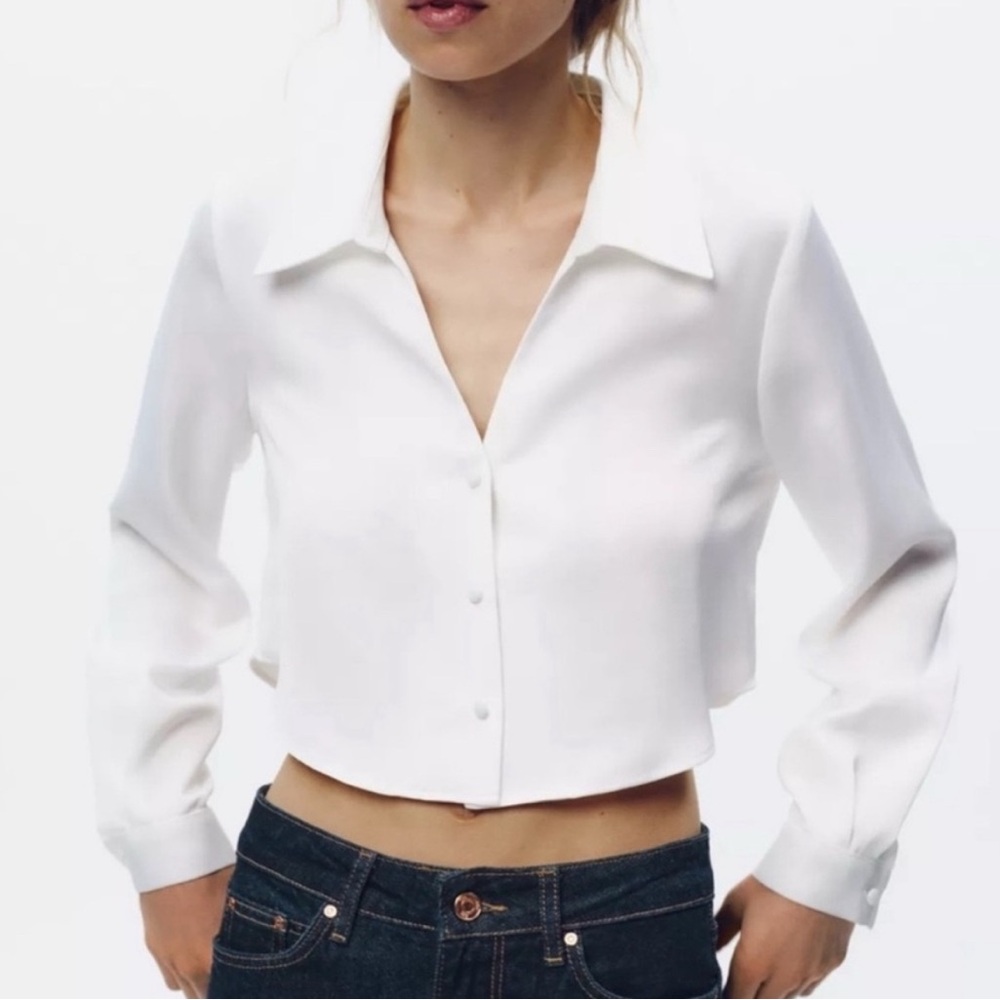 Zara Satin Cropped Blouse